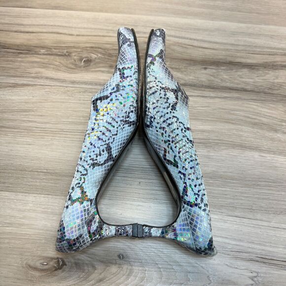 Espace Faux Snakeskin Leather Kitten Heel Slides 6 B Blue ROBERT CLERGERIE - Picture 3 of 13